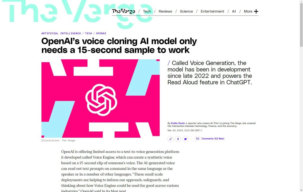 OpenAI propose un modèle d’IA de clonage vocal qui ne nécessite qu’un échantillon de 15 secondes pour fonctionner