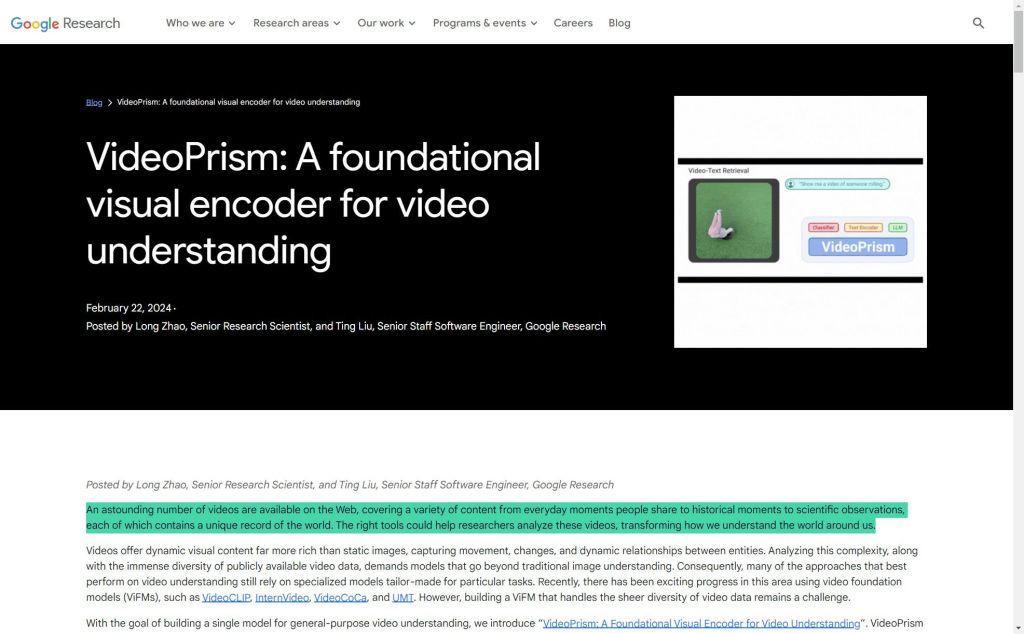 VideoPrism: Un encodeur visuel fondamental pour la compréhension des vidéos